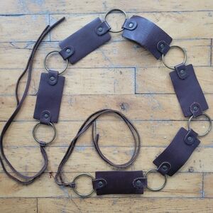 Elegant Brown Leather Ring Belt
